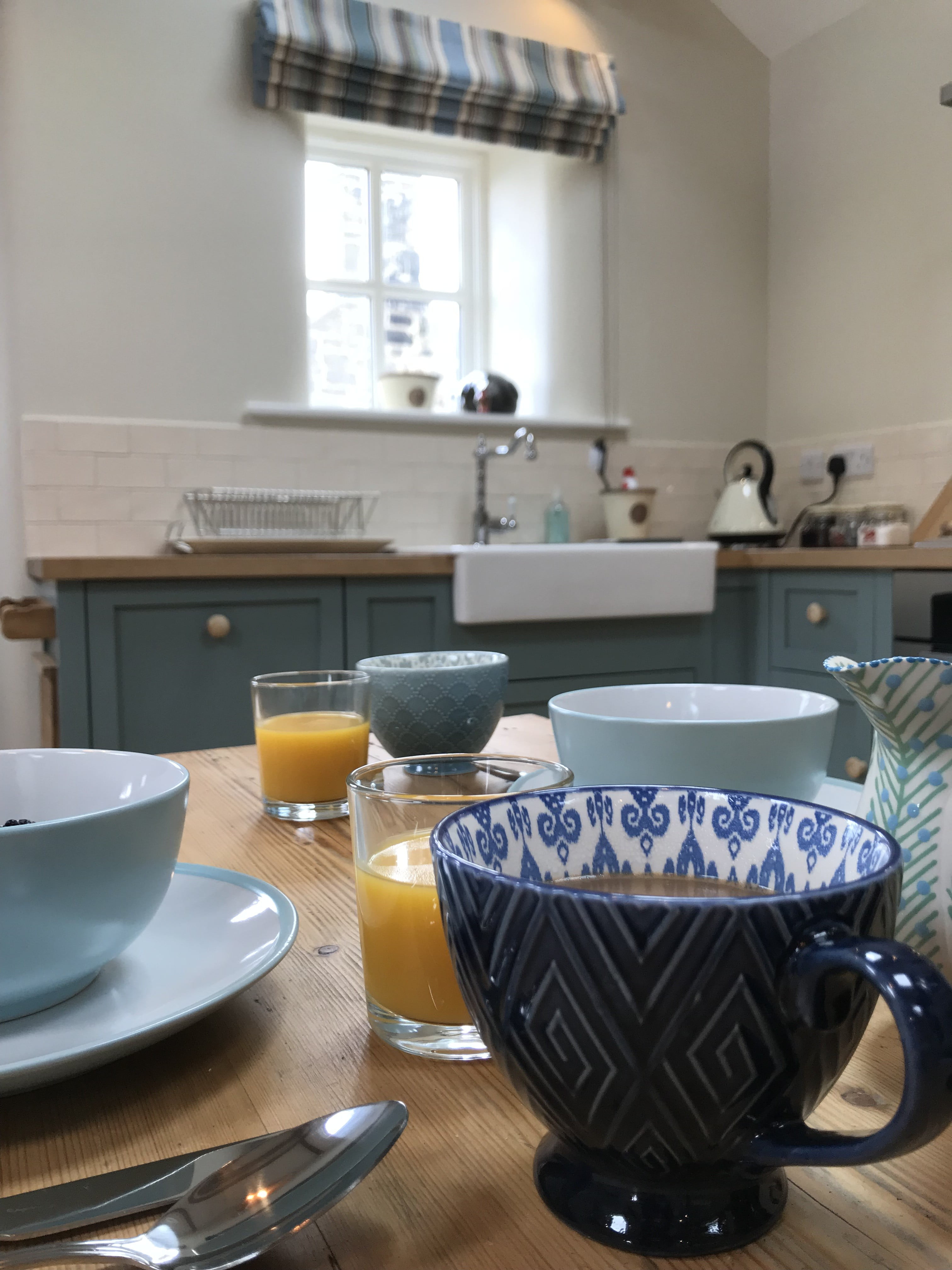 Handmade kitchen just right for two.